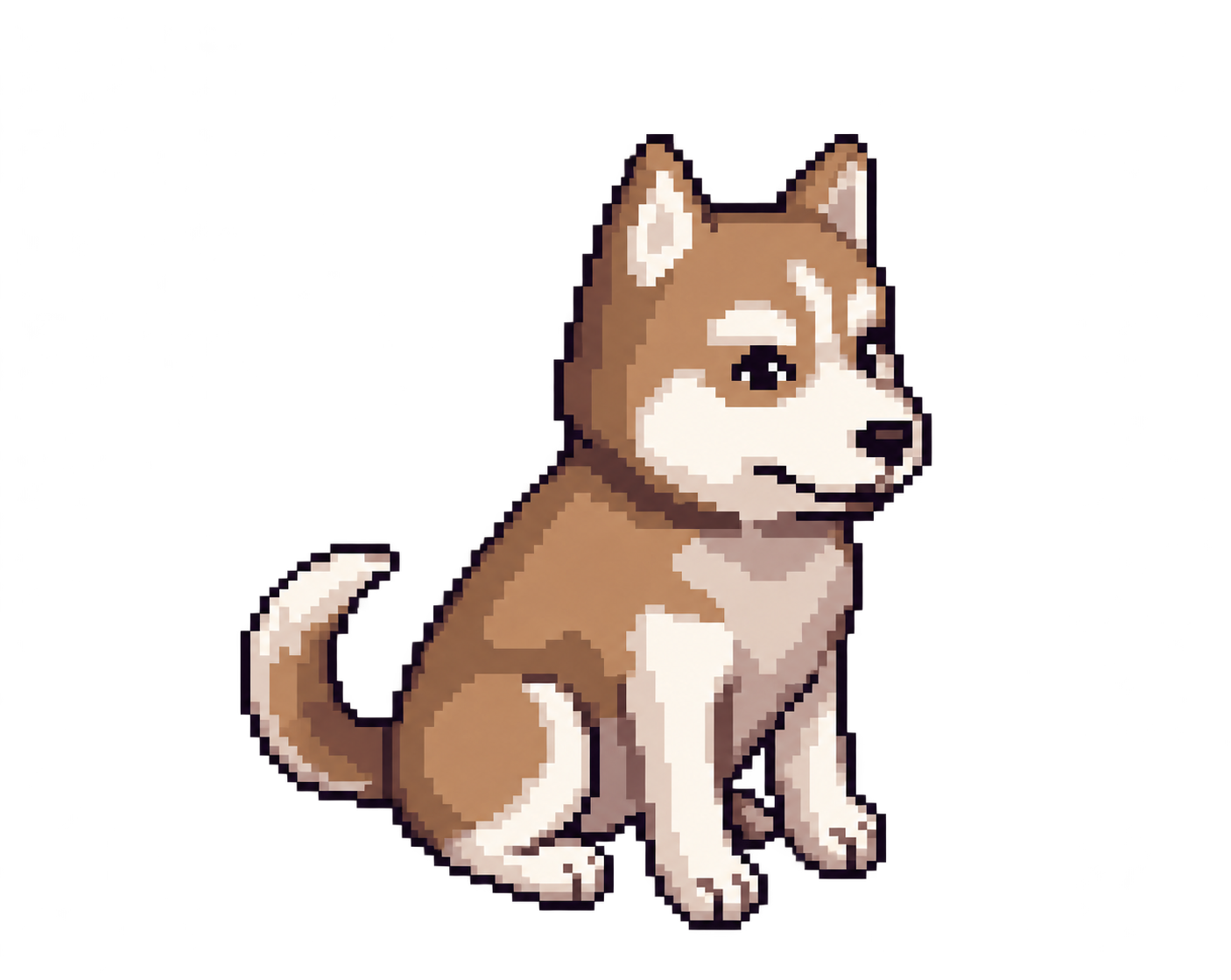 Morona, un pequeño husky café y crema en pixel art